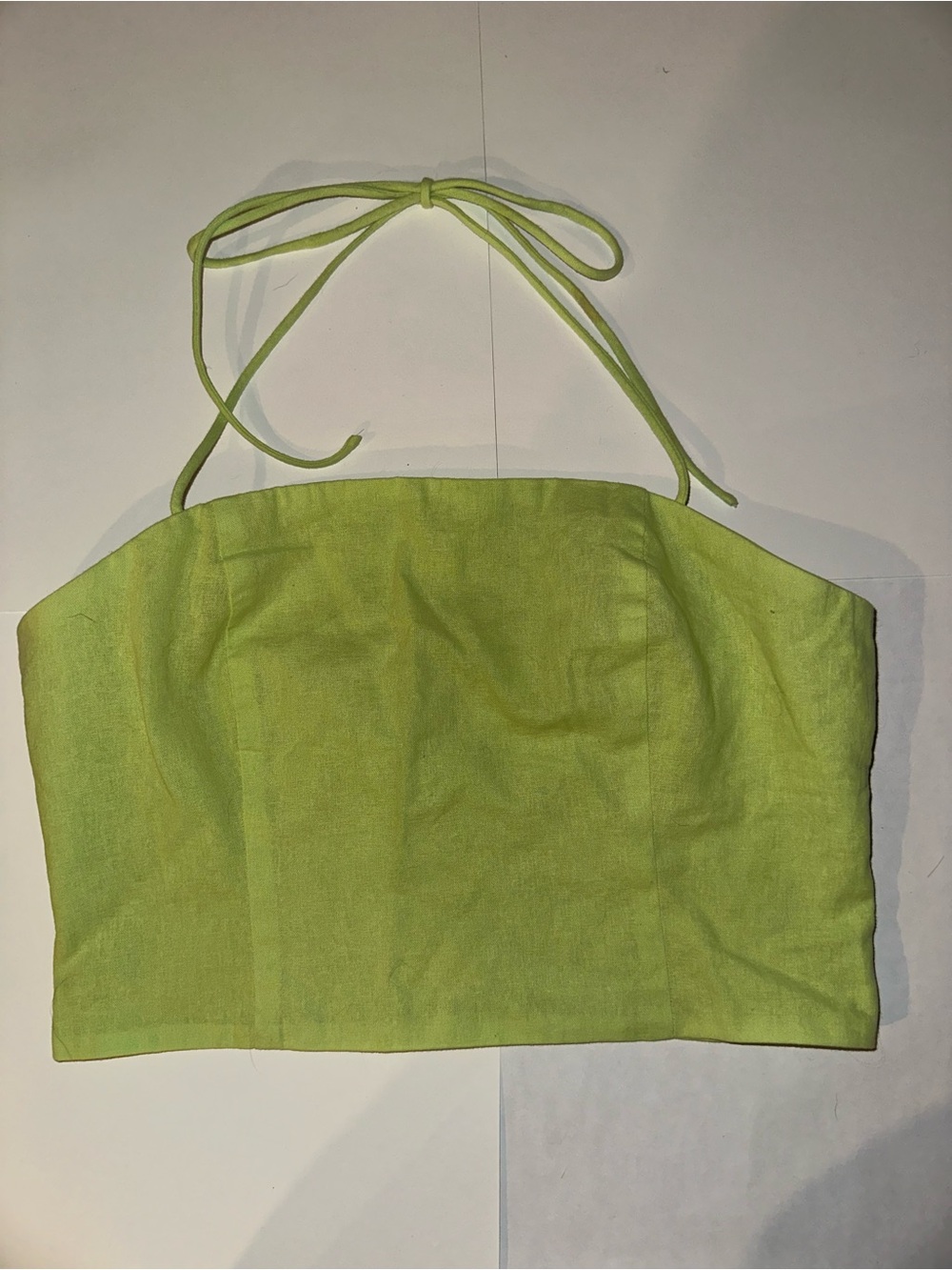 Anthropologie Lime Green Halter Crop Camisole